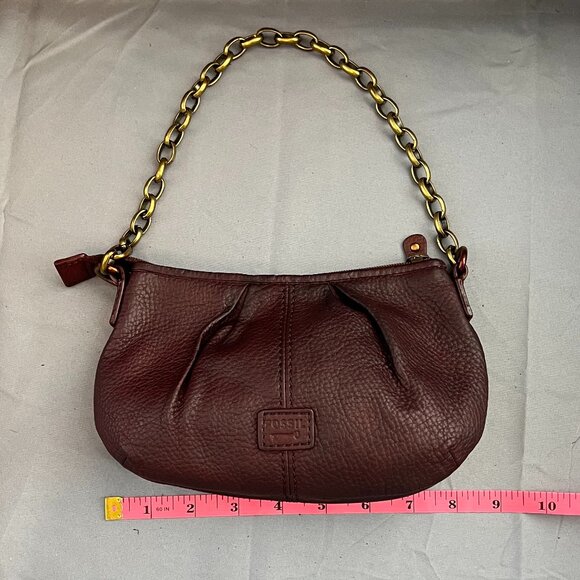 Fossil Tan Brown‎ Leather Mini Chain Shoulder - Picture 10 of 11